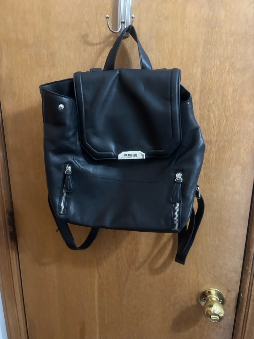 Reaction Kenneth Cole Black Vegan Leather Backpack